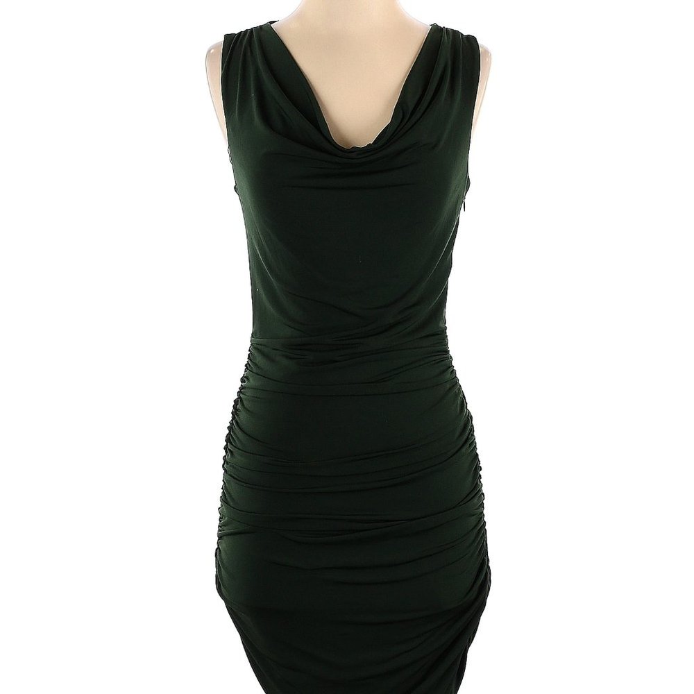 Express Solid Green Casual BodyCon Dress